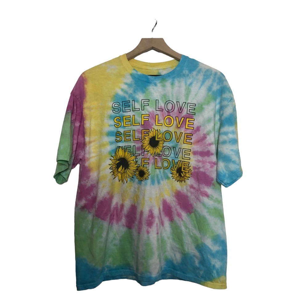 Tie-Dye 100% Cotton Self Love Sunflower Short Sleeve Tee Bailey Apparel Retro